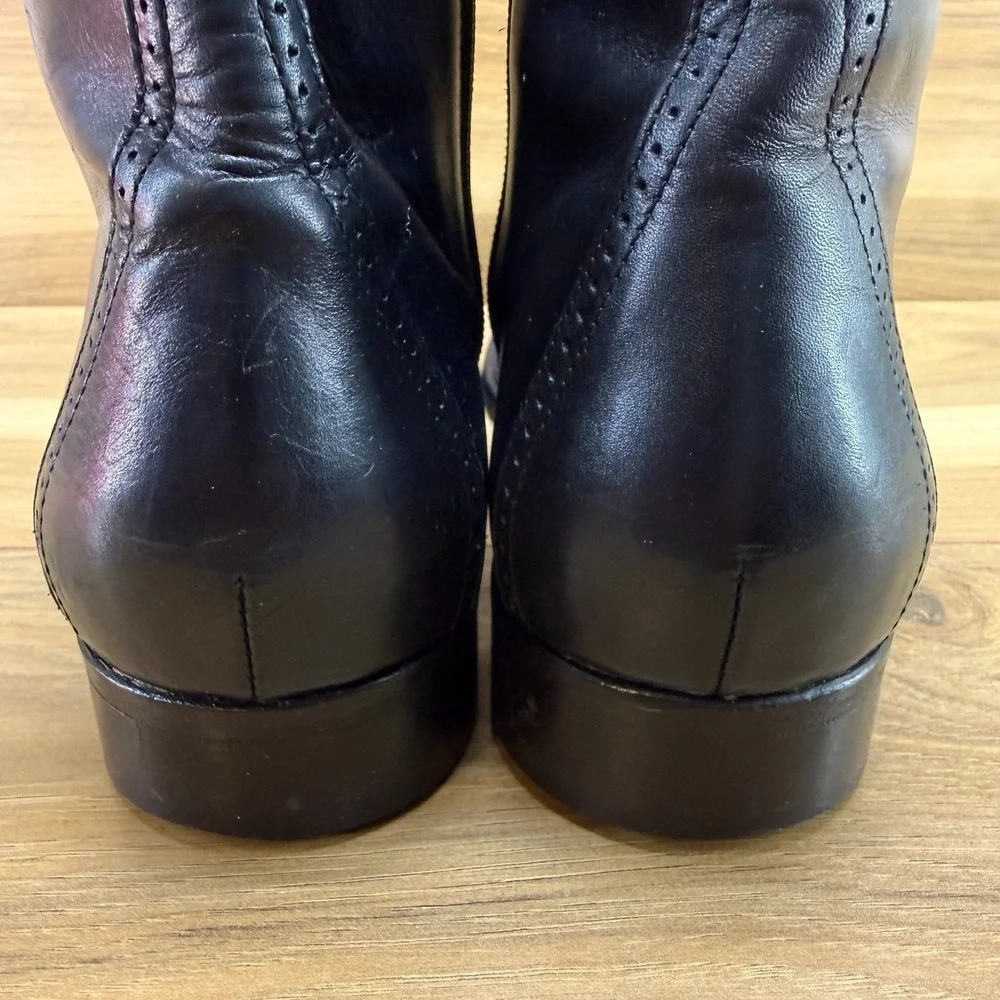 Johnston & Murphy Collection Wingtip Boots 9.5 M Black Leather Zipper Square Toe
